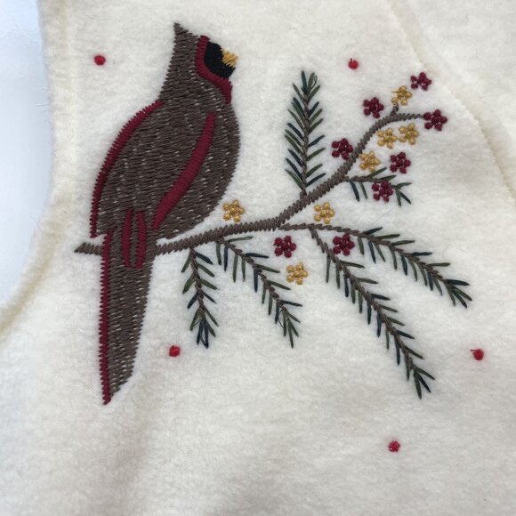 Vintage Womens Fleece Vest feat Embroidered Cardinals Size L Collections Etc. - Picture 6 of 7